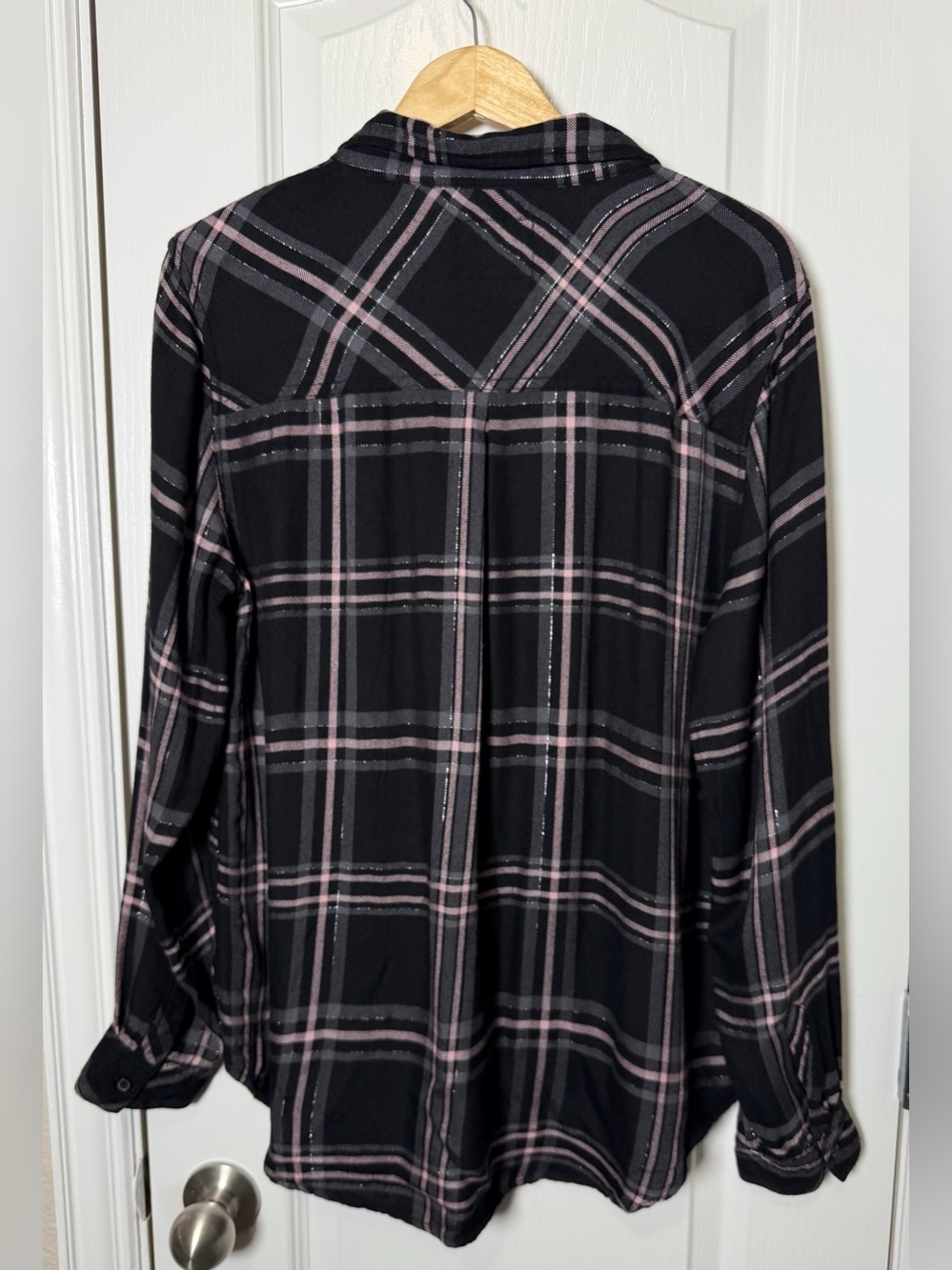 RAILS Hunter Onyx Slate Blush Metallic Plaid Button DownLarge - Picture 7 of 11